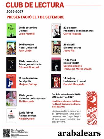 Club de lectura de l'AraBalears per al curs 2026-2027 | 