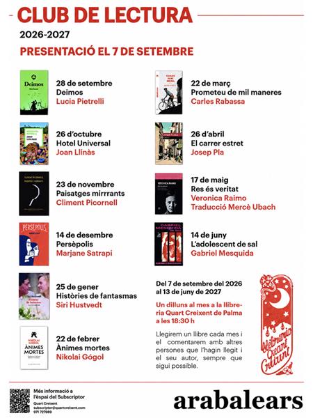 Club de lectura de l'AraBalears per al curs 2026-2027 | 