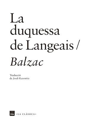 LA DUQUESA DE LANGEAIS | 9788418858161 | BALZAC